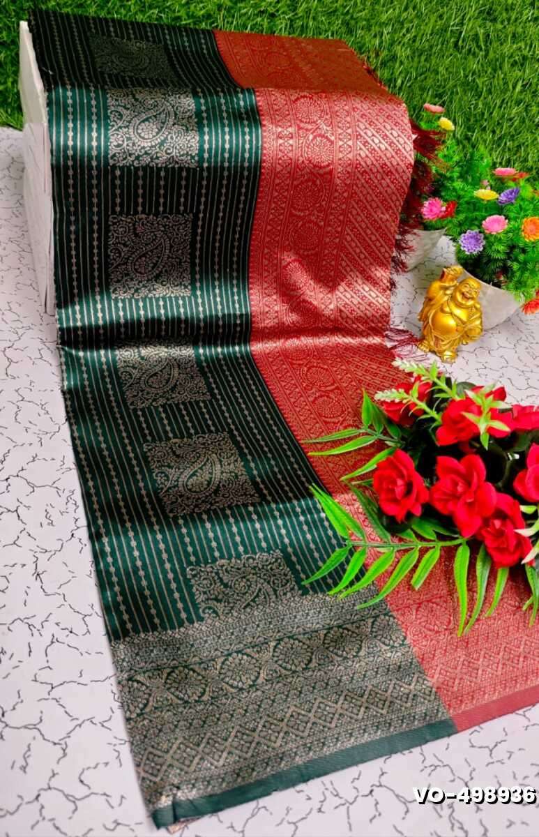 Traditional vaira oosi silk saree - perfect for weddings & festivals - BOTTLE GREEN (2)