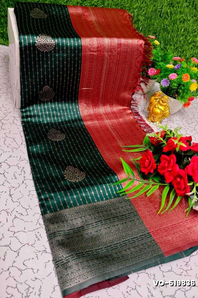 Traditional vaira oosi silk saree - perfect for weddings & festivals - BOTTLE GREEN (3)