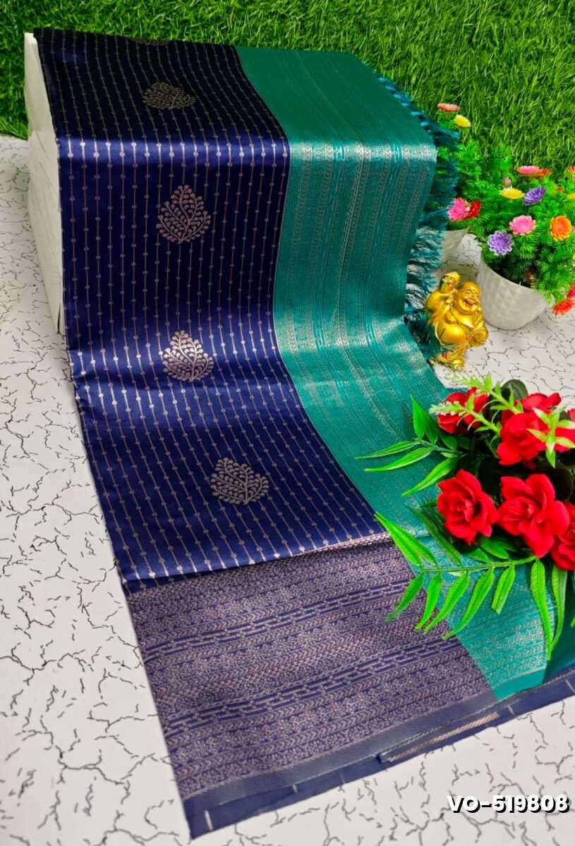Traditional vaira oosi silk saree - perfect for weddings & festivals - NAVY COLOUR (1)