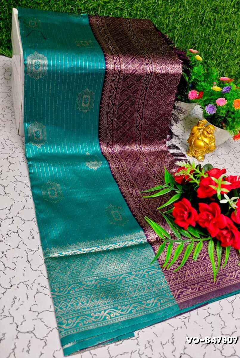 Traditional vaira oosi silk saree - perfect for weddings & festivals - TEAL COLOUR (4)