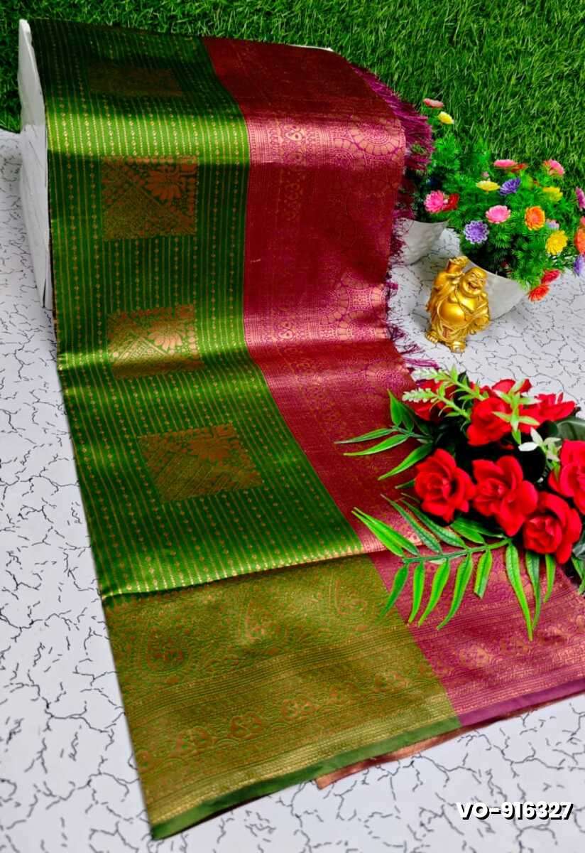 Traditional vaira oosi silk saree - perfect for weddings & festivals - MEHENDHI GREEN (4)