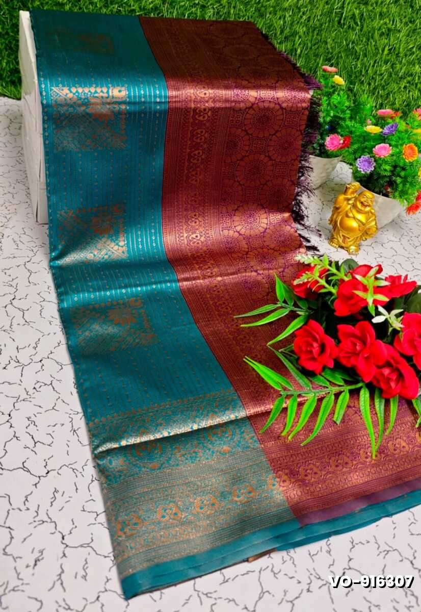 Traditional vaira oosi silk saree - perfect for weddings & festivals - TEAL COLOUR (6)