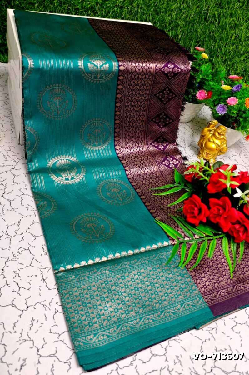 Traditional vaira oosi silk saree - perfect for weddings & festivals - TEAL COLOUR (7)