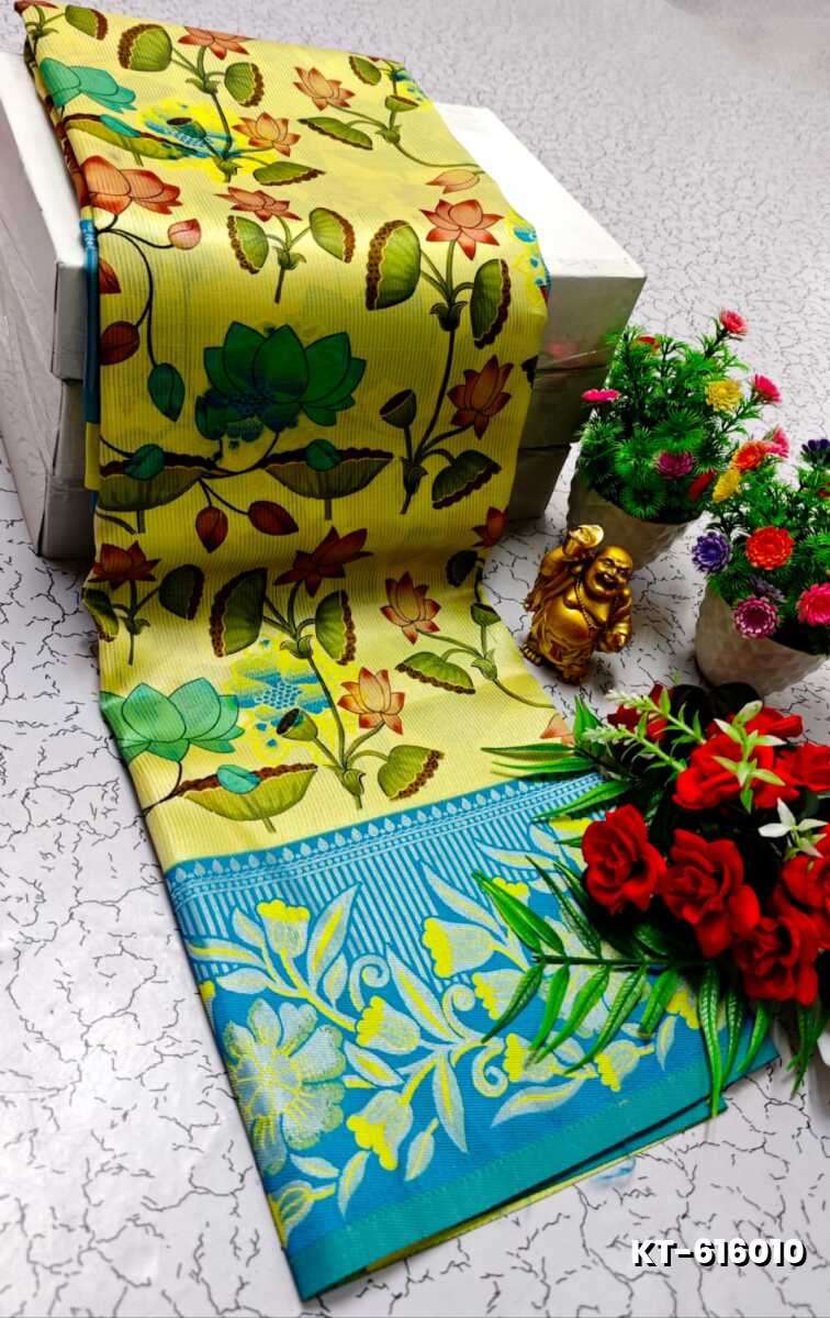 Elegant Kalamkari Tissue Saree for Festivities & Weddings - YELLOW (2)