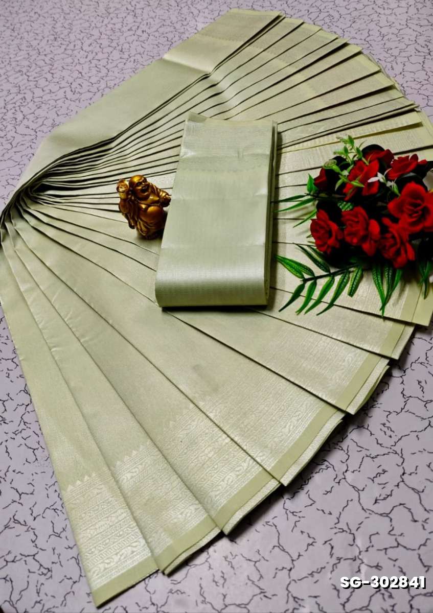 All over body running simple & elegant kubera pattu saree - LIGHT GREEN