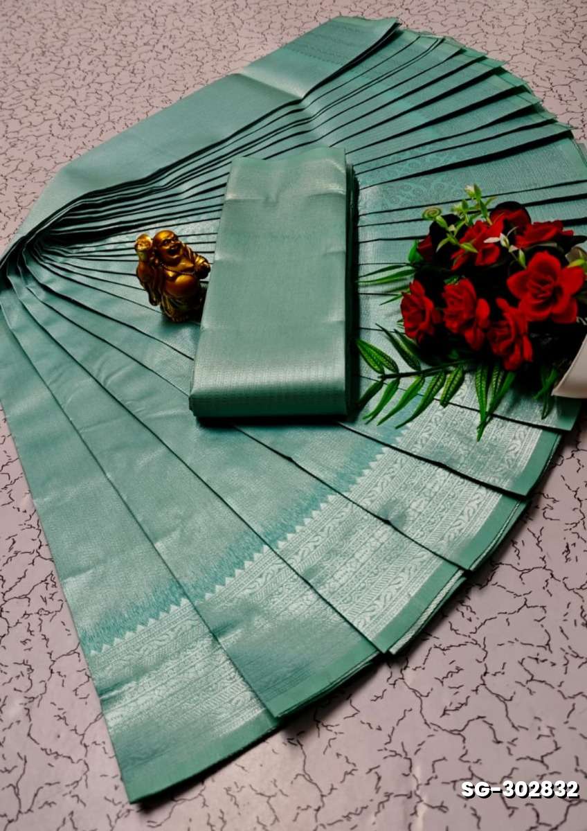 All over body running simple & elegant kubera pattu saree - LIGHT SKY BLUE