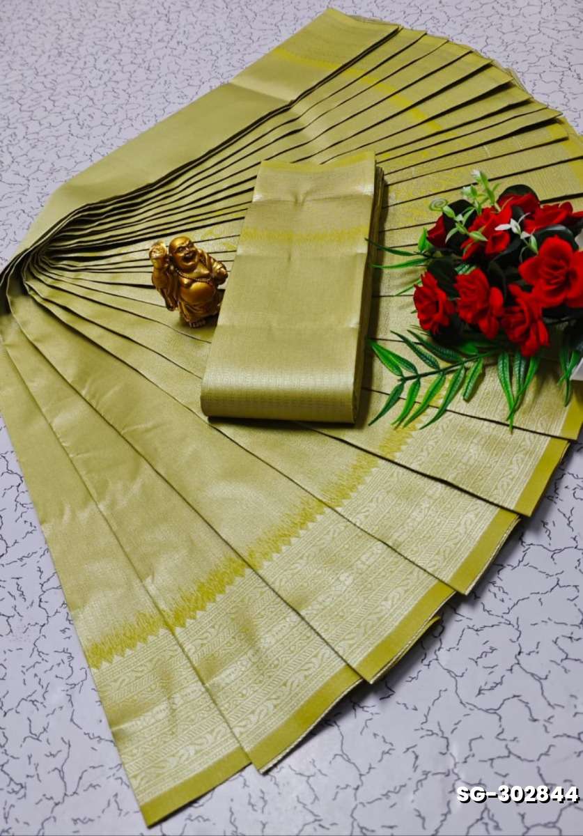 All over body running simple & elegant kubera pattu saree - LIGHT YELLOW