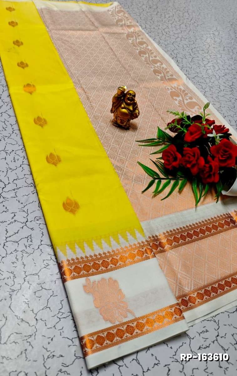 A "Retta Petta" soft silk saree with Rich Pallu and Blouse - YELLOW