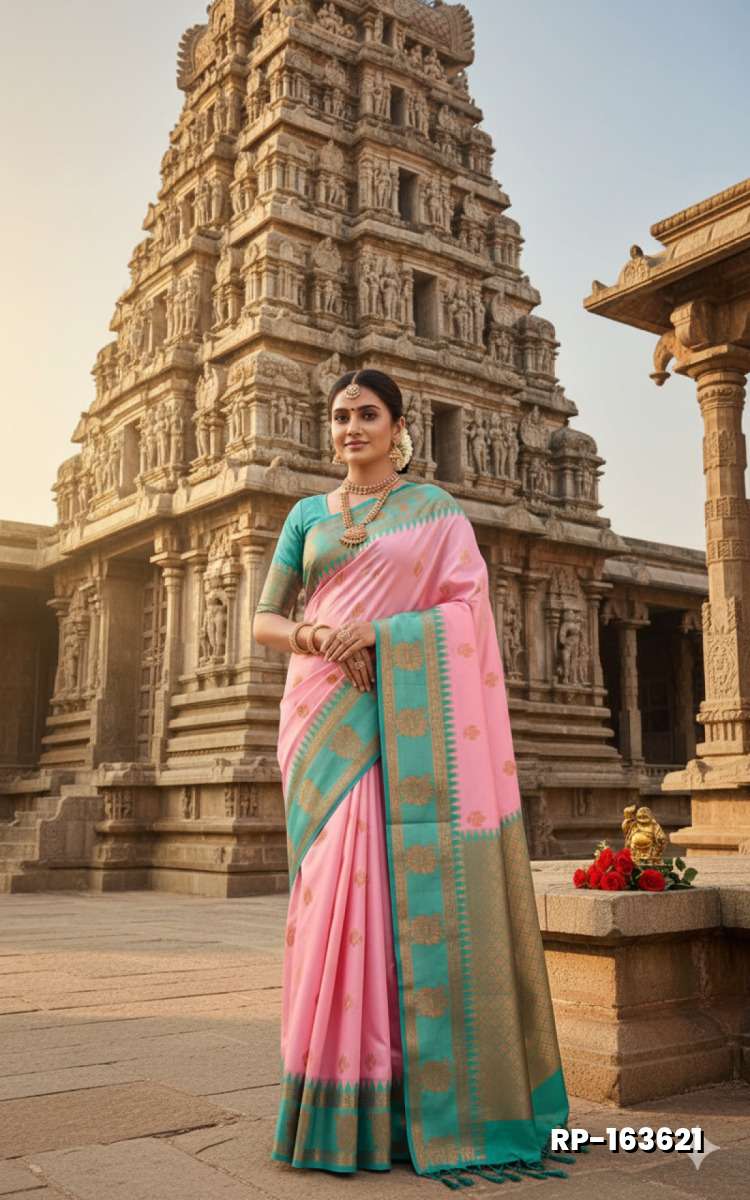 A "Retta Petta" soft silk saree with Rich Pallu and Blouse - BABY PINK