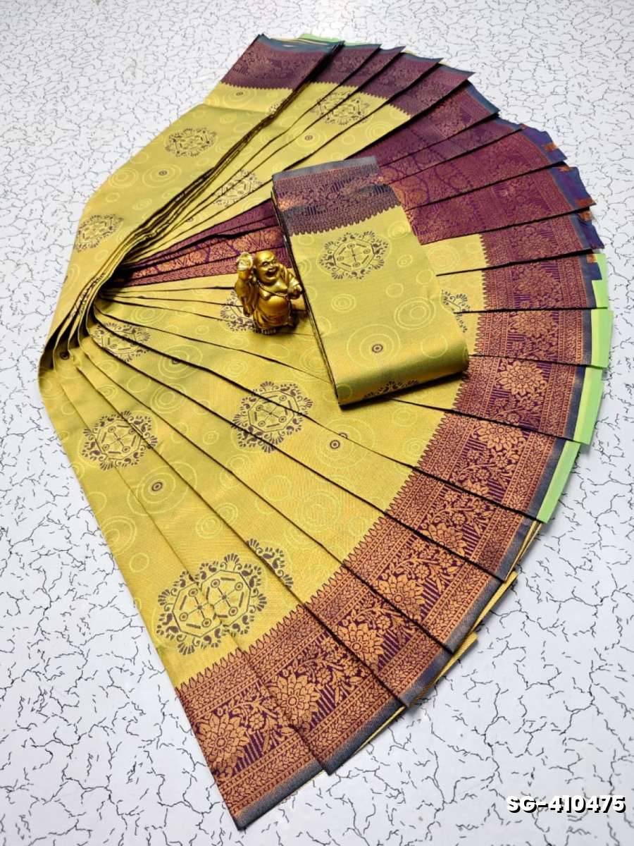 Premium kubera pattu saree rapier fancy  light weight silk type sarees function wear - LEMON COLOUR