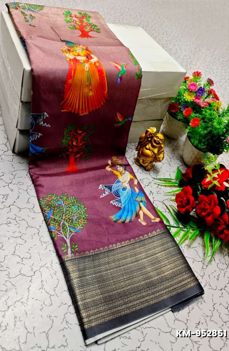 Elegant Dola Silk Saree with Traditional Kalamkari Print - ONIYAN PINK
