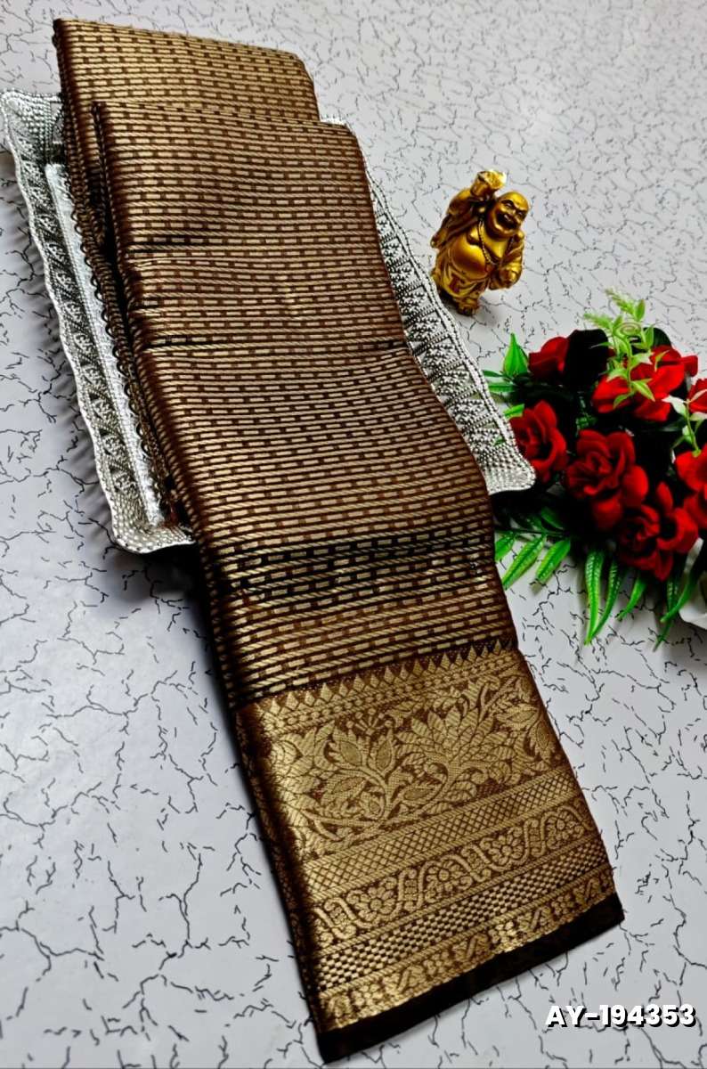 Ayusha Pattu Saree  Pure Silk with Grand Zari Work - BROWN (1)