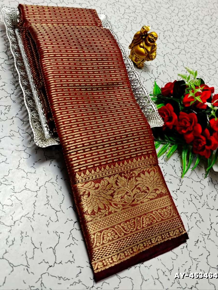 Ayusha Pattu Saree  Pure Silk with Grand Zari Work - BROWN COLOUR (2)