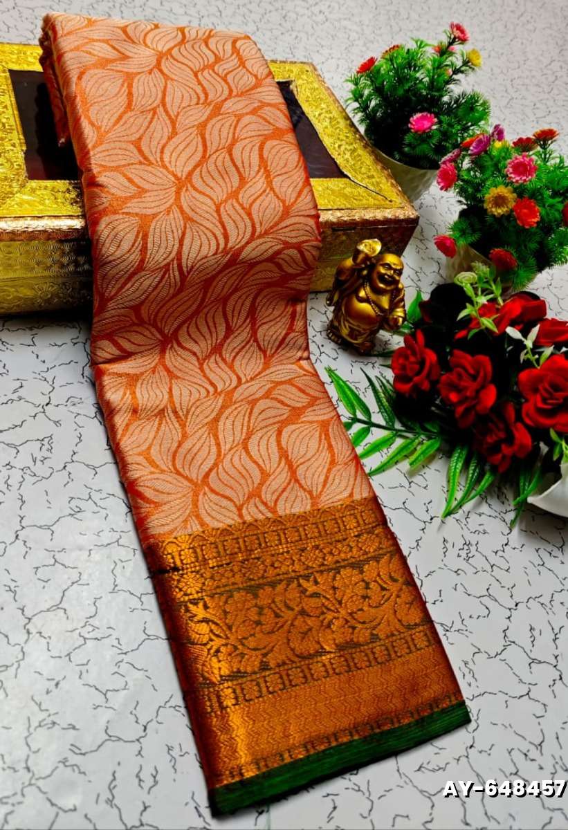 Ayusha Pattu Saree  Pure Silk with Grand Zari Work - LIGHT ORANGE