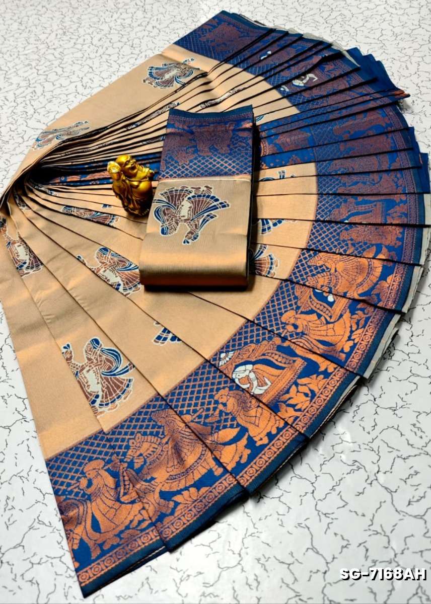 Premium kubera pattu saree rapier fancy  light weight silk pallakku design saree - SANDLE