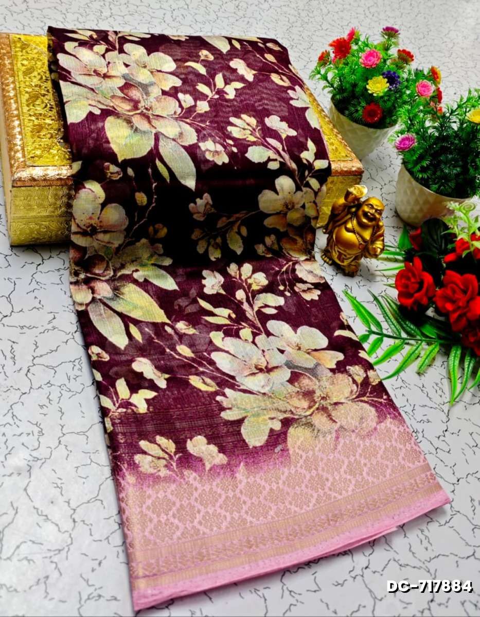 Dailywear cotton sarees all over body flower designpattern design premium look lightweight comfortable wear - WINE COLOUR (1)