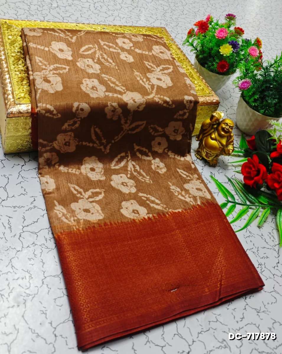 Dailywear cotton sarees all over body flower designpattern design premium look lightweight comfortable wear - BRONCE COLOUR (1)