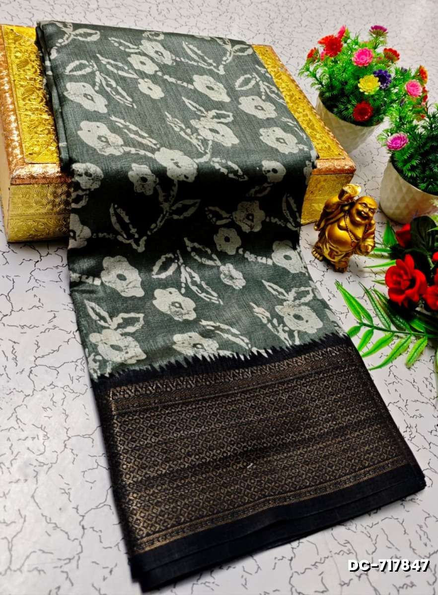 Dailywear cotton sarees all over body flower designpattern design premium look lightweight comfortable wear - GRAY