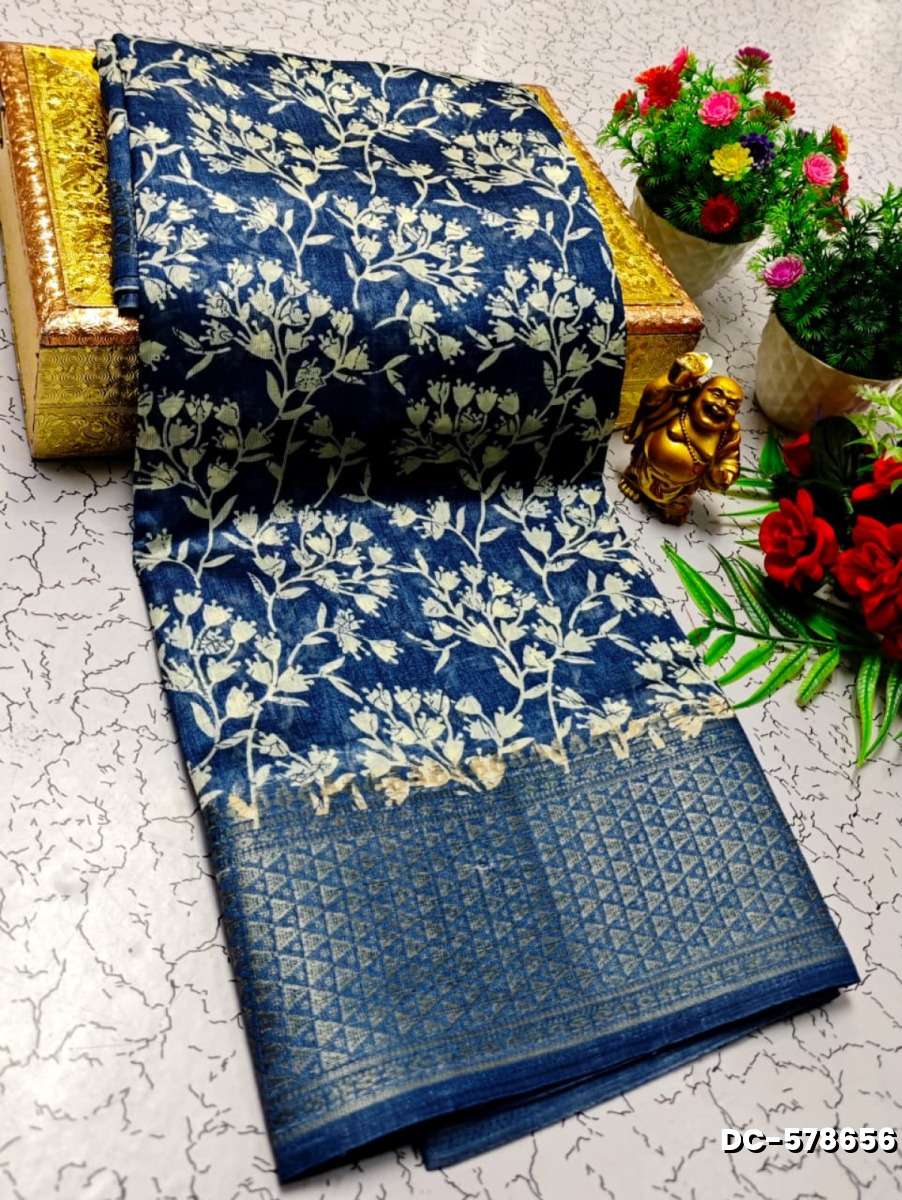 Dailywear cotton sarees all over body flower designpattern design premium look lightweight comfortable wear - NORMAL  BLUE