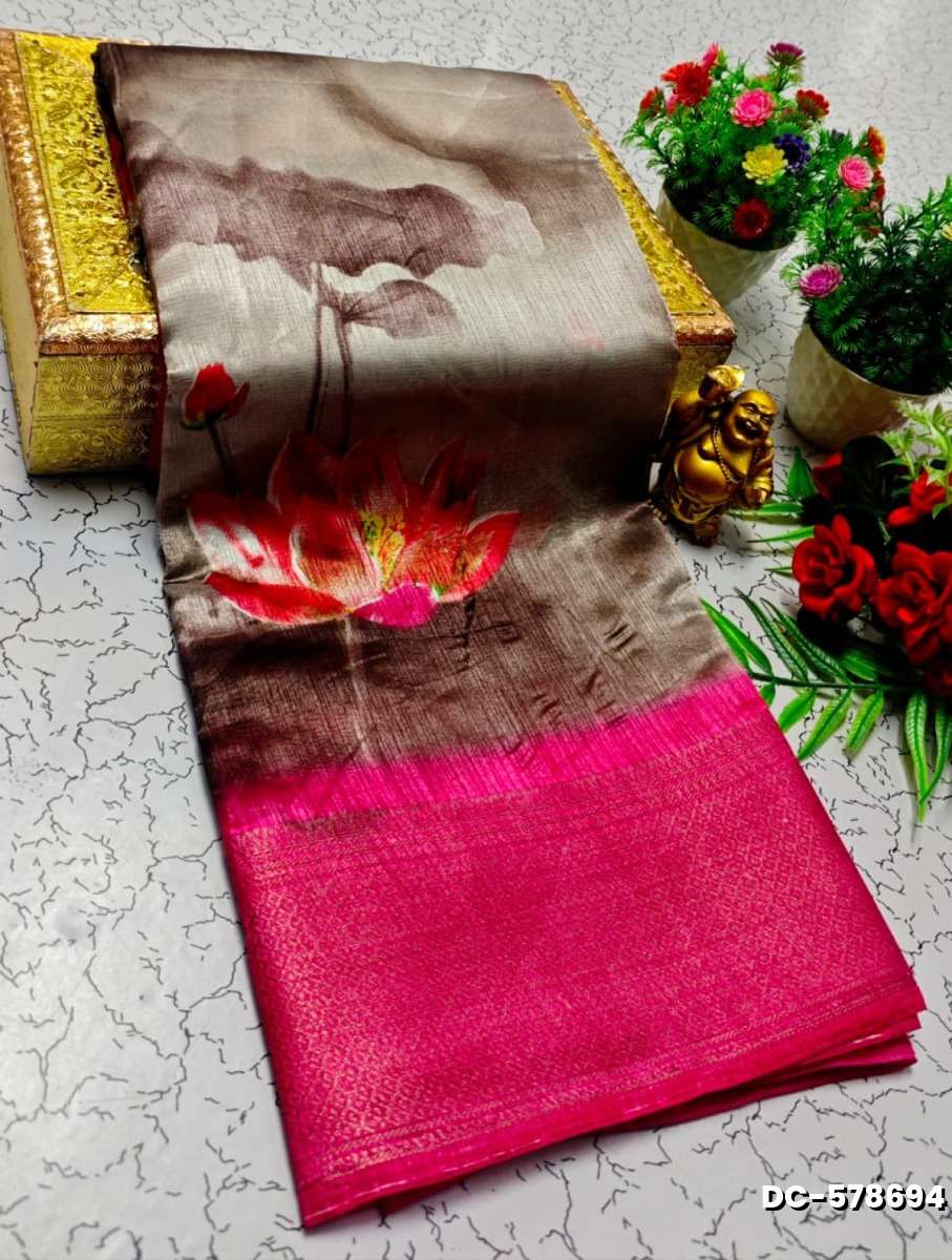 Dailywear cotton sarees all over body flower designpattern design premium look lightweight comfortable wear - CHOCOLATE COLOR