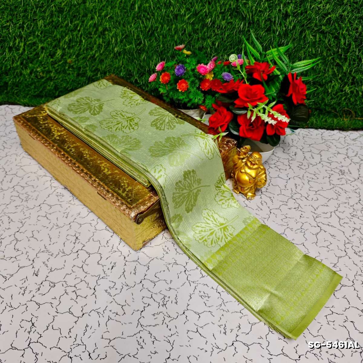 Premium kubera pattu saree rapier fancy  light weight silk type sarees function wear - LITE GREEN (3)