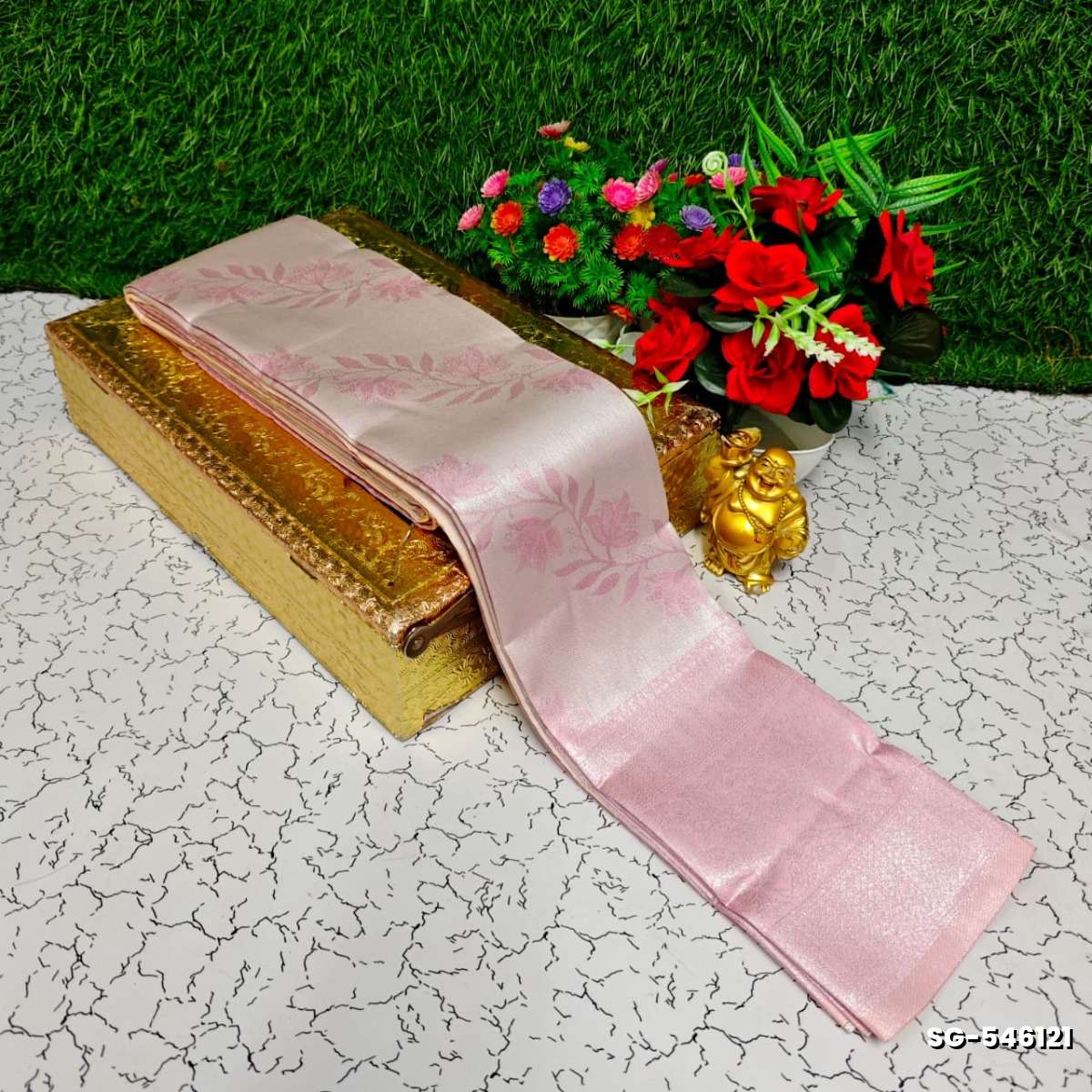 Premium kubera pattu saree rapier fancy  light weight silk type sarees function wear - BABY PINK (5)