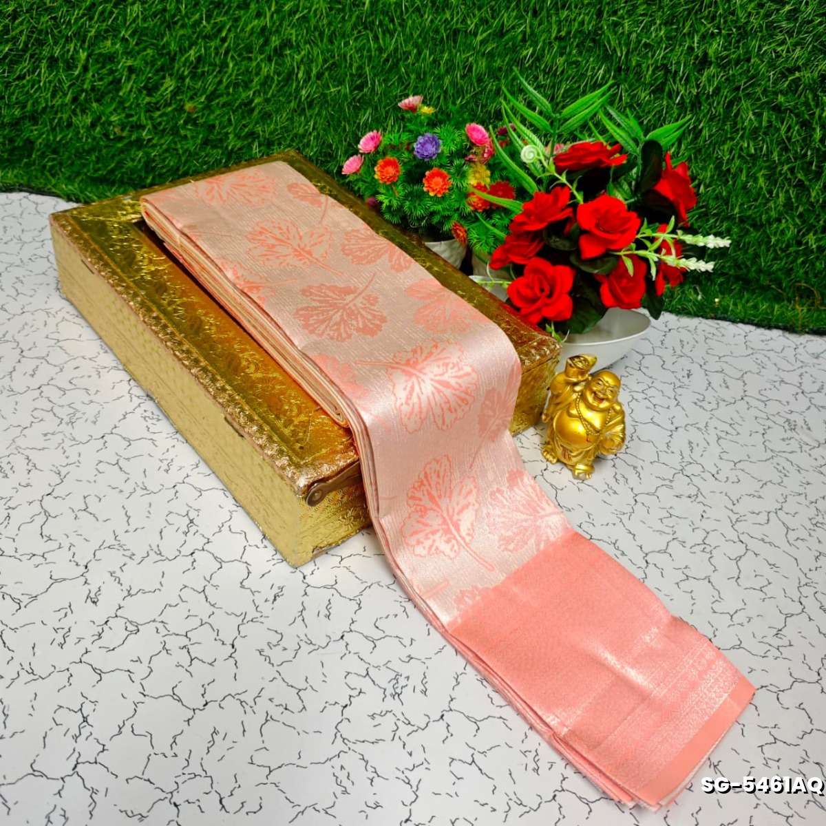 Premium kubera pattu saree rapier fancy  light weight silk type sarees function wear - LITE PEACH (5)