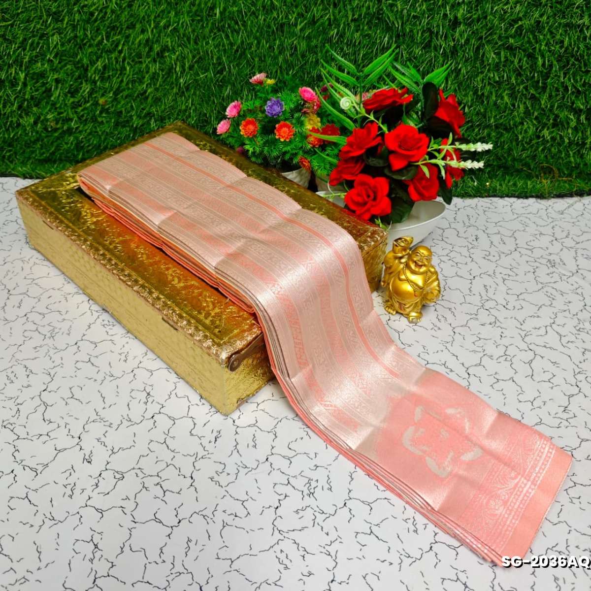 Premium kubera pattu saree rapier fancy  light weight silk type sarees function wear - LITE PEACH (6)