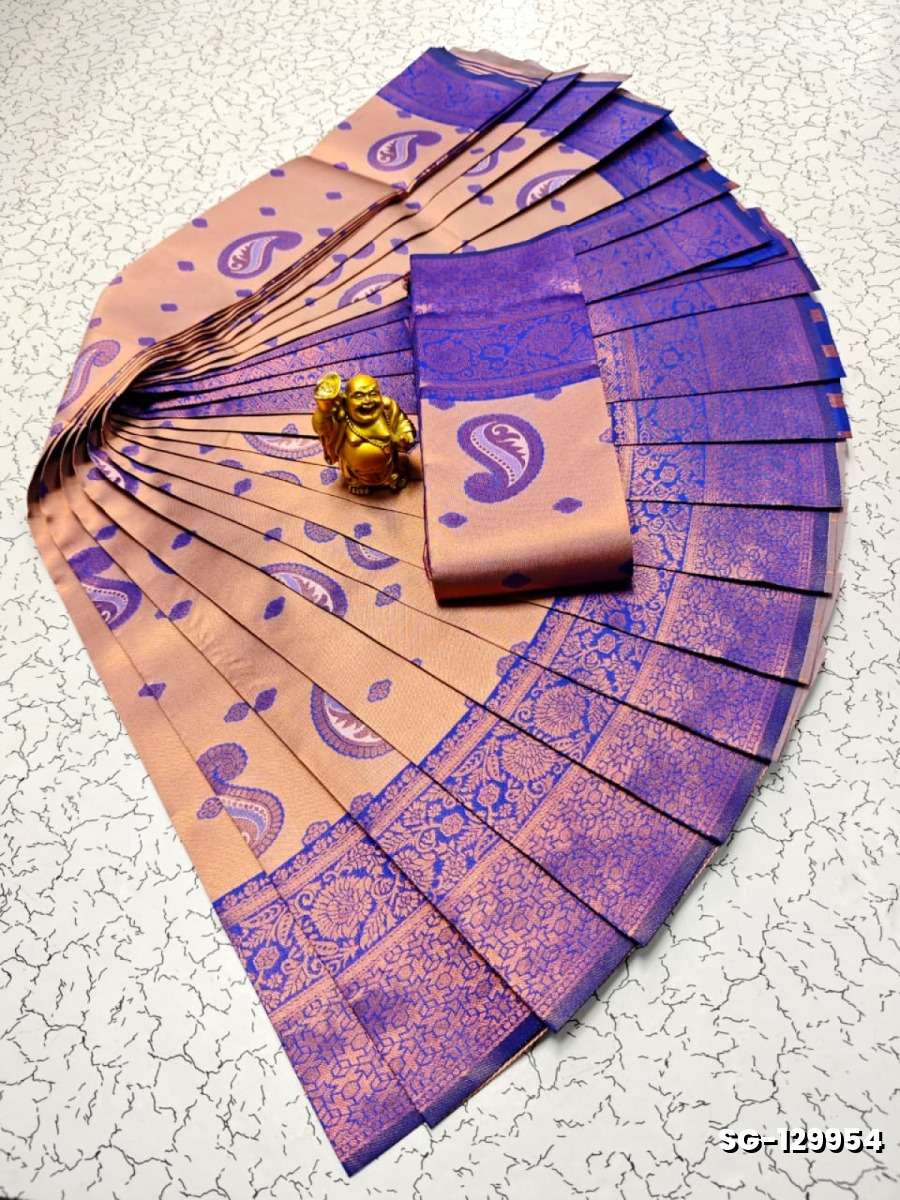 Premium kubera pattu saree rapier fancy  light weight silk mango design saree - LIGHT LAVENDER