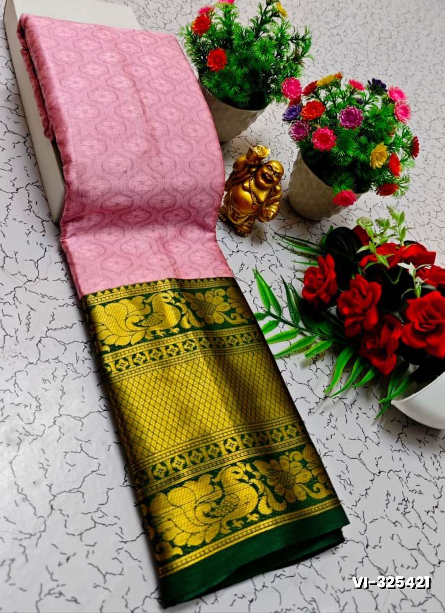 Traditional Paavaii Silk Saree And Premium Design Saree Border Zari Design - BABY PINK