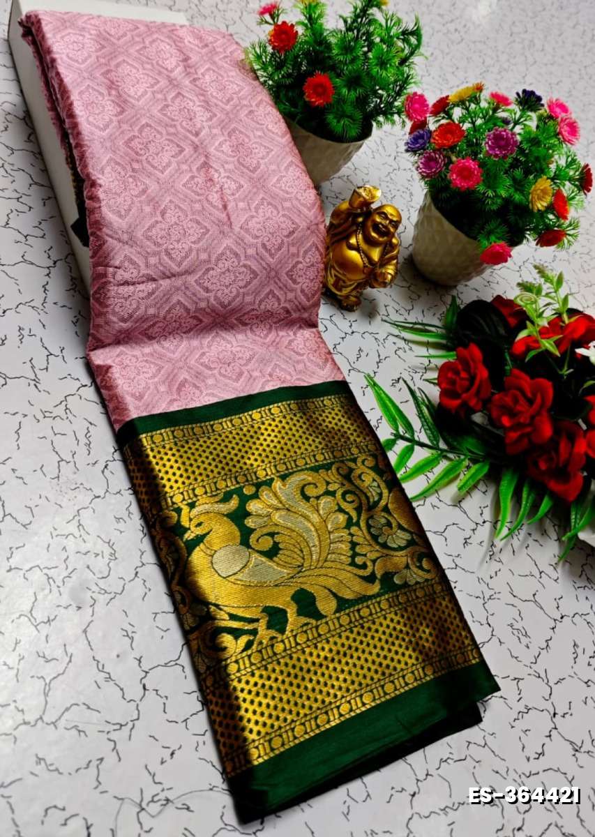 Traditional Paavaii Silk Saree And Premium Design Saree Border Zari Design - BABY PINK (1)