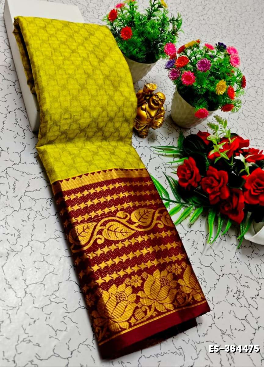 Traditional Paavaii Silk Saree And Premium Design Saree Border Zari Design - LEMON COLOUR