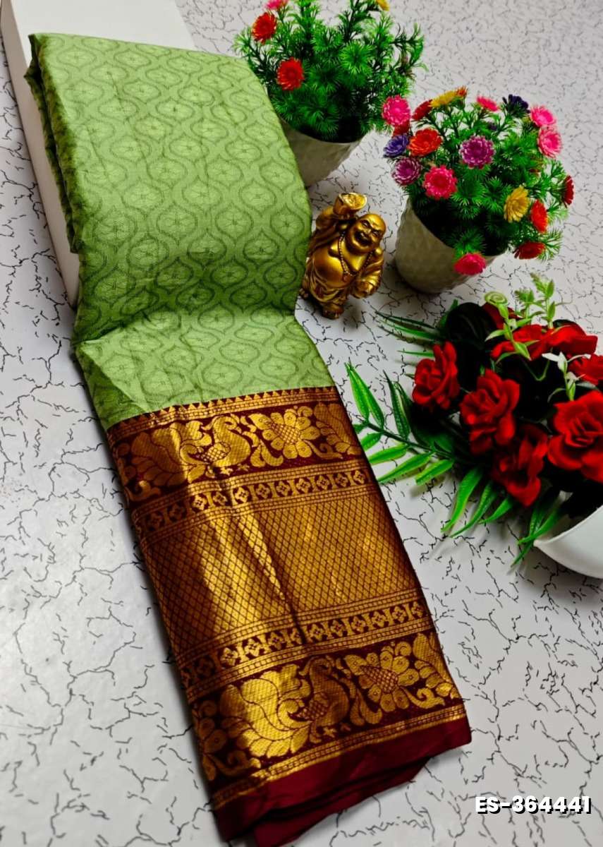 Traditional Paavaii Silk Saree And Premium Design Saree Border Zari Design - LIGHT GREEN (1)