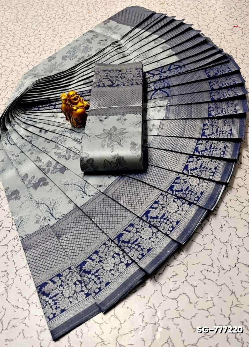 Premium kubera pattu saree rapier fancy  light weight silk type sarees flower design function wear - AS COLOR