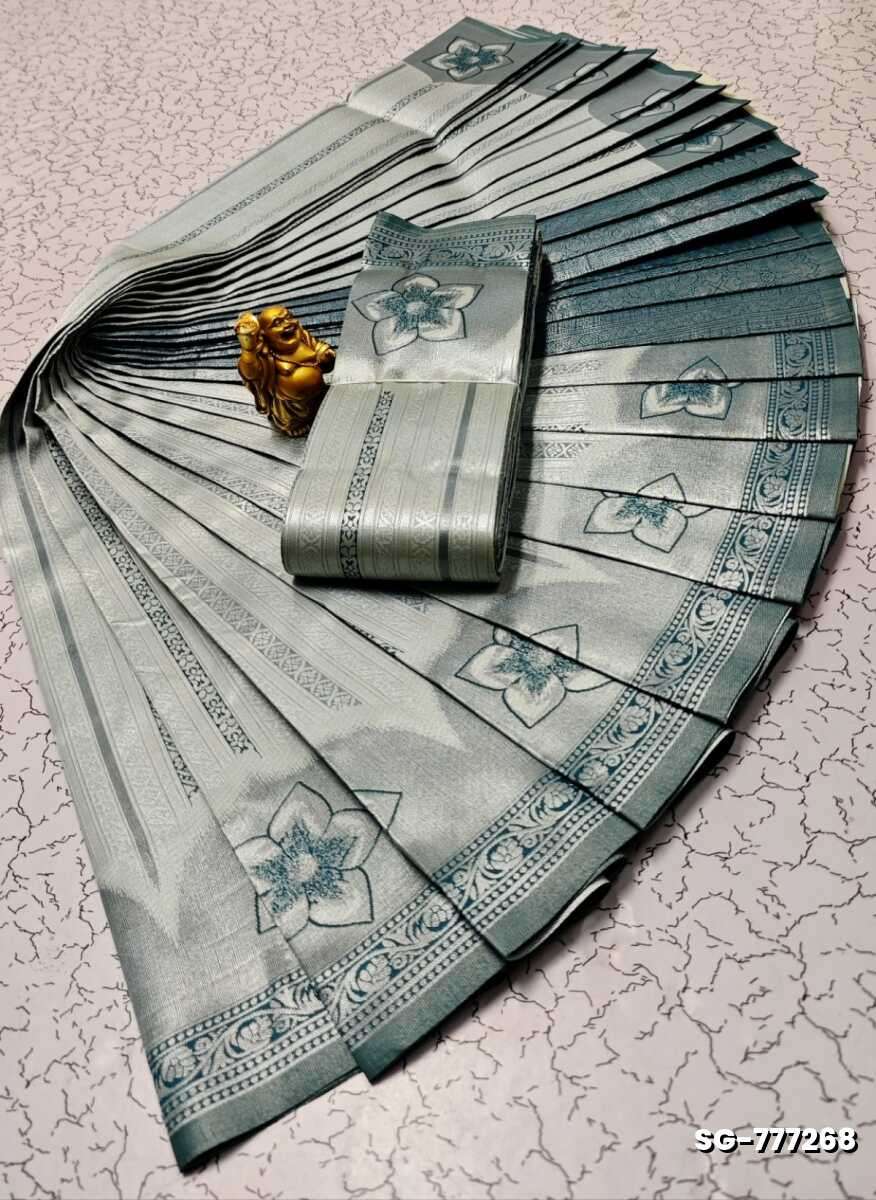 Premium kubera pattu saree rapier fancy  light weight silk type sarees flower design function wear - SILVAR COLOUR