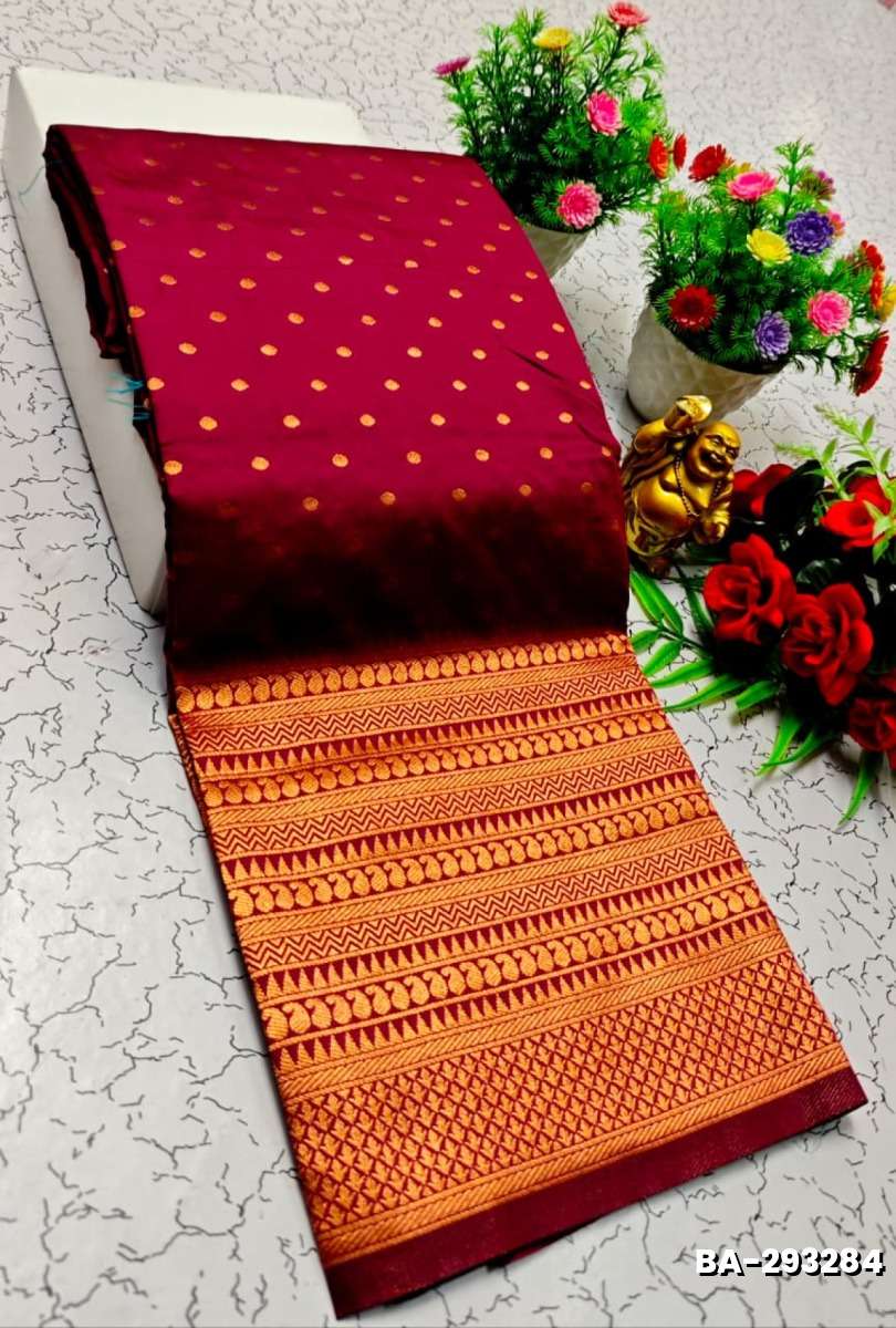 1000 Butta premium Soft Silk Saree weddings, festivals, traditional Wear - WINE COLOUR
