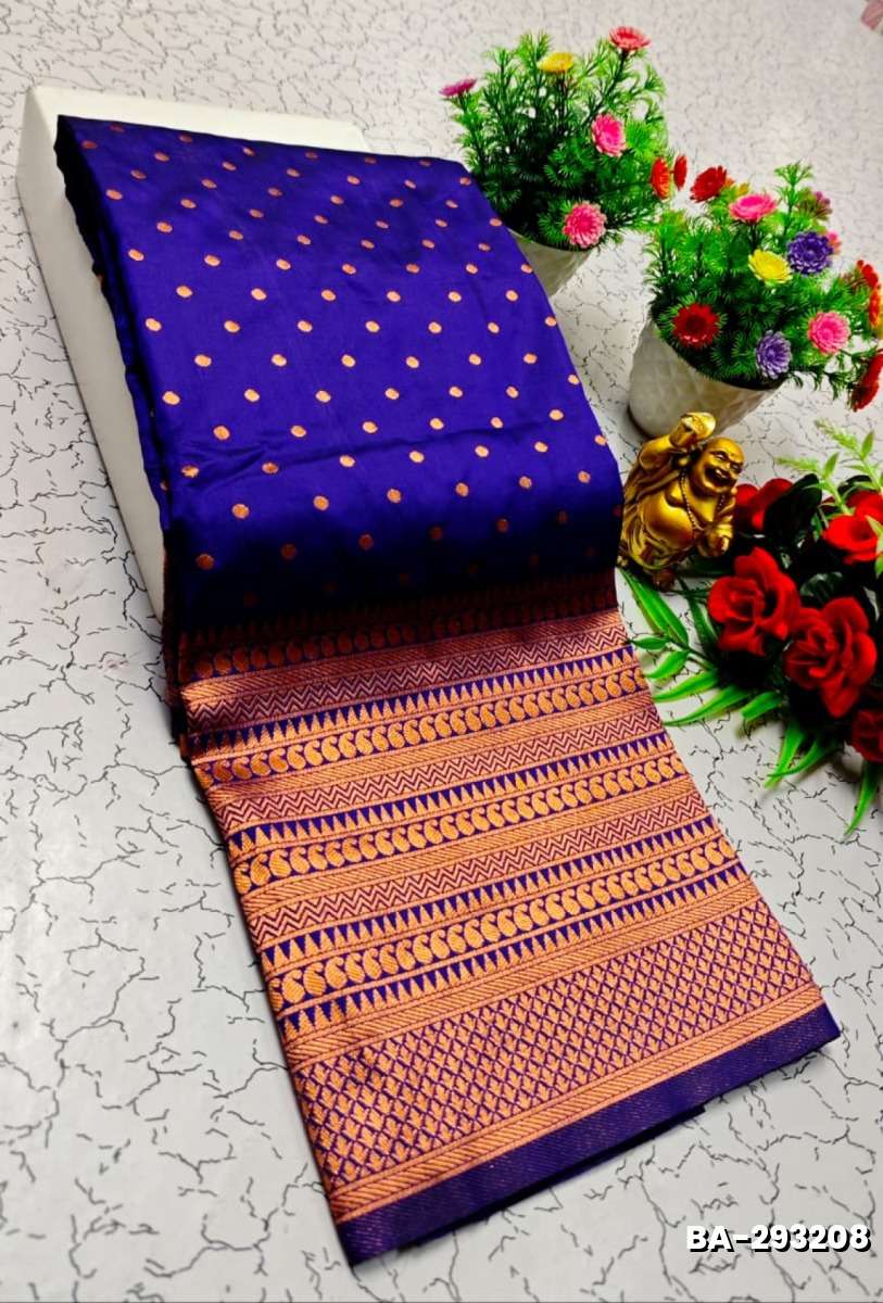 1000 Butta premium Soft Silk Saree weddings, festivals, traditional Wear - NAVY COLOUR
