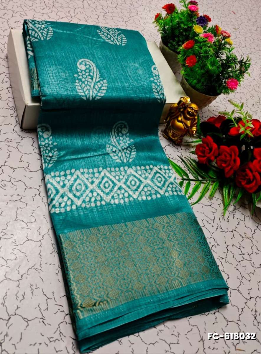 Fancy print office wear cotton sarees all over body flower design pattern design premium look lightweight comfortable wear - LIGHT SKY BLUE
