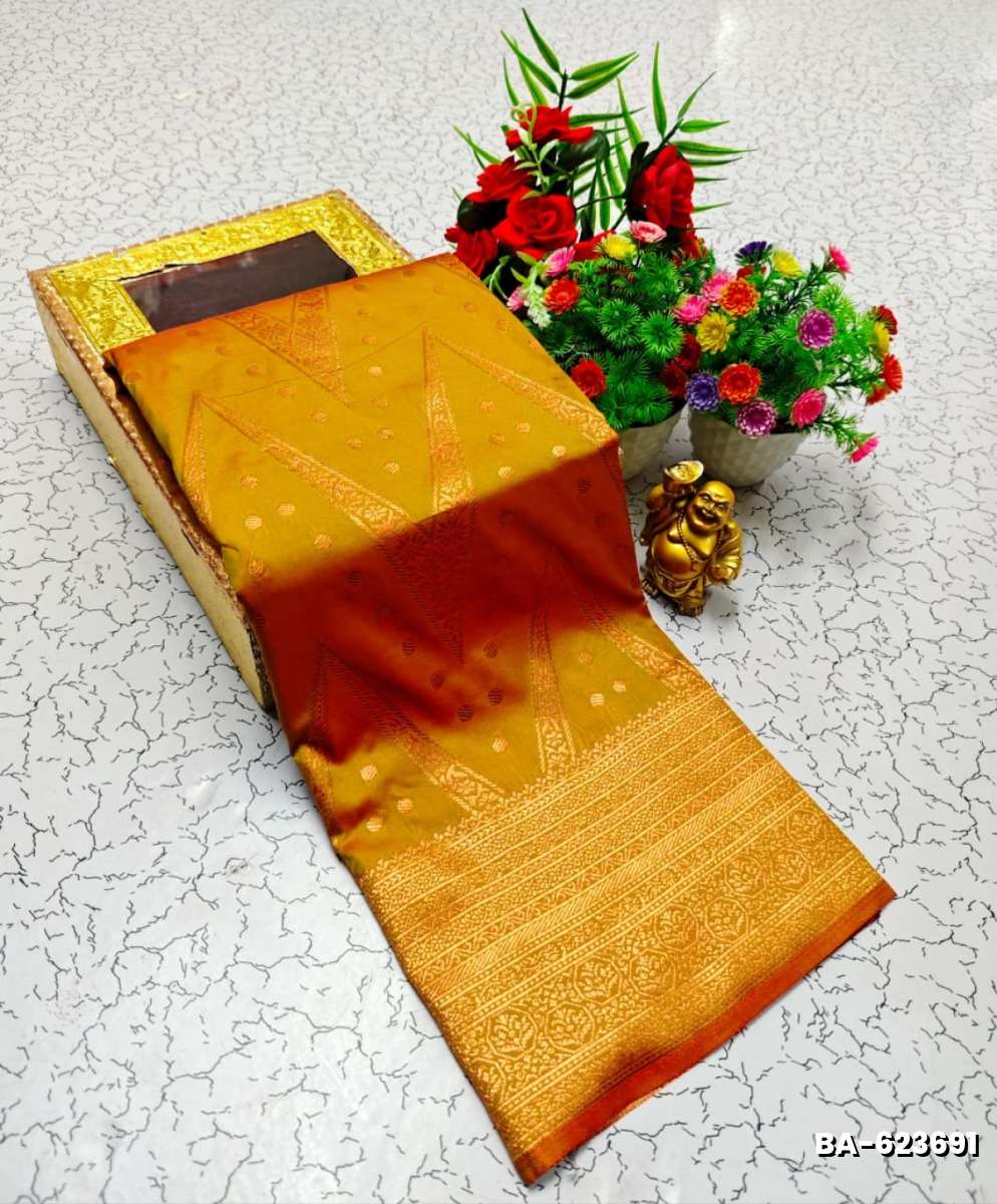 1000 Butta premium Soft Silk Saree weddings, festivals, traditional Wear - LIGHT OLIVE (1)