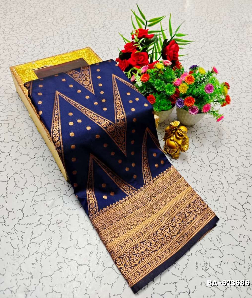 1000 Butta premium Soft Silk Saree weddings, festivals, traditional Wear - R BLUE (1)