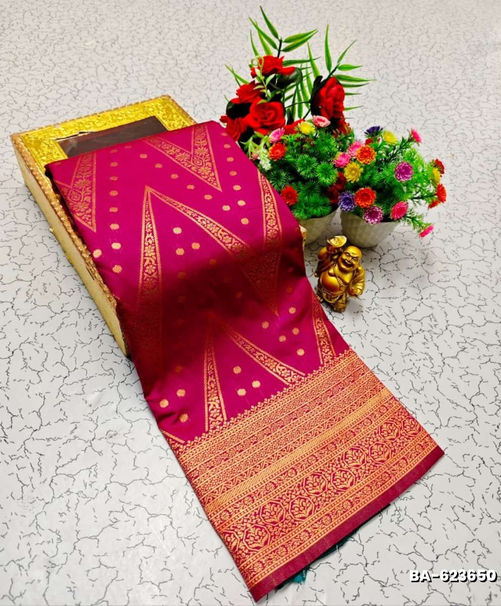 1000 Butta premium Soft Silk Saree weddings, festivals, traditional Wear - MEJANTA (1)