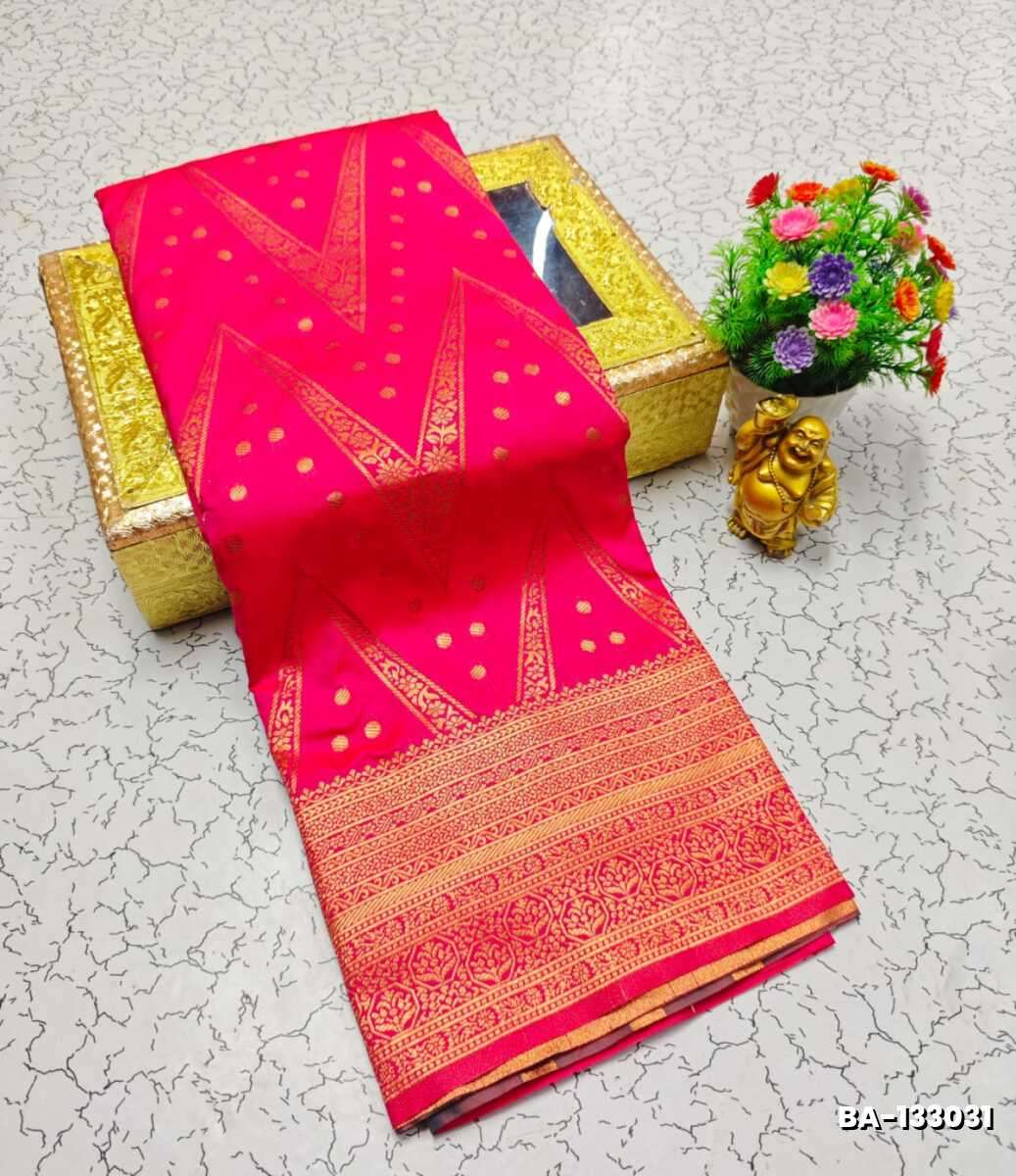 1000 Butta premium Soft Silk Saree weddings, festivals, traditional Wear - DARK PINK (1)