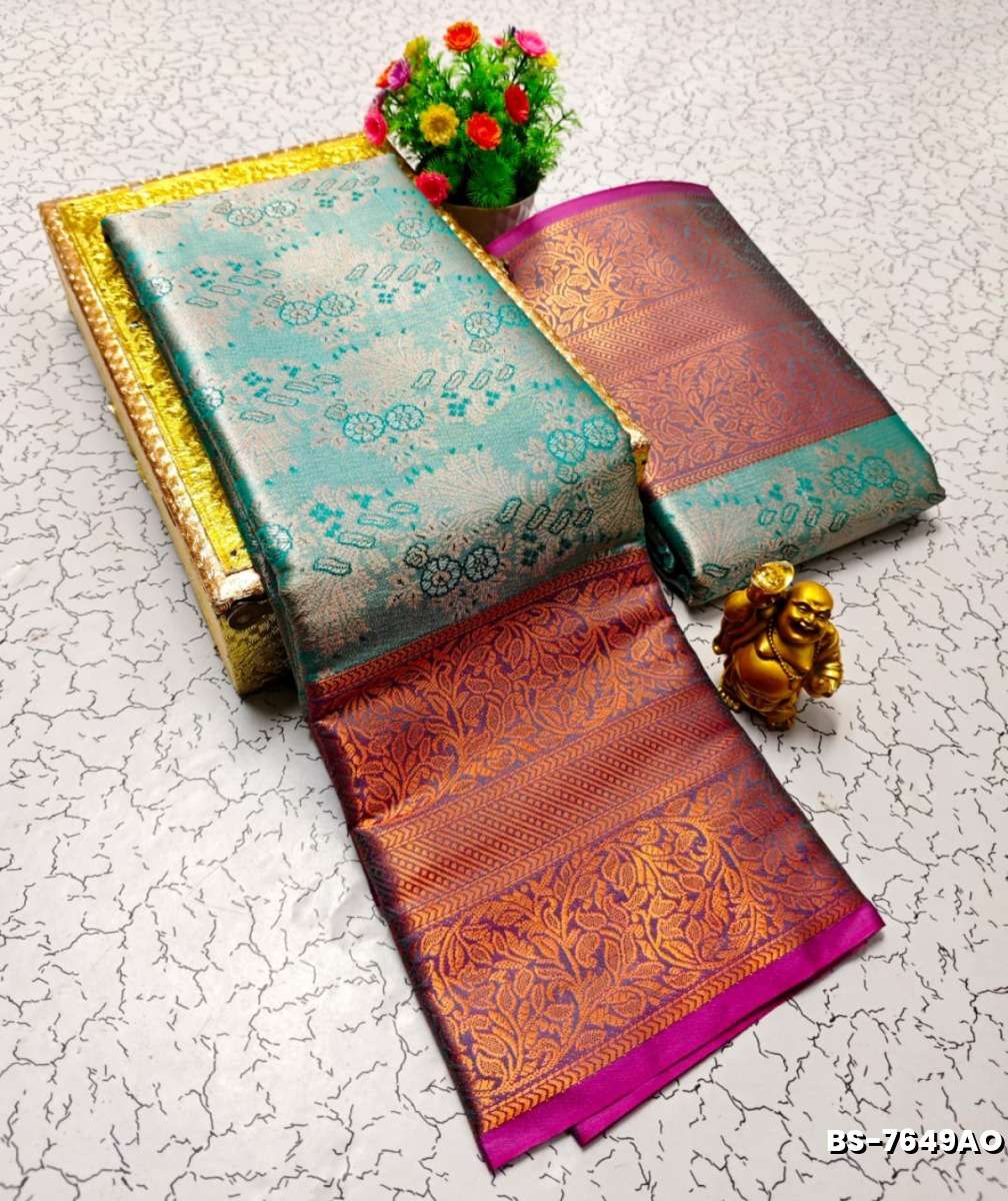 Premium Bridal Tissue Silk Saree with Intricate Zari Weave- ICE BLUE (9)