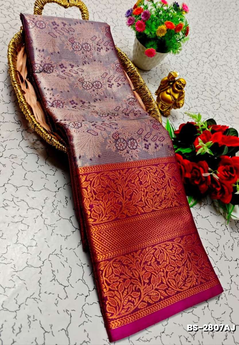 Premium Bridal Tissue Silk Saree with Intricate Zari Weave- DUAL COLOR (1)