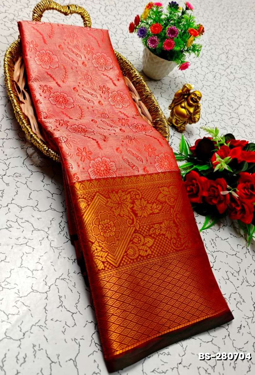 Premium Bridal Tissue Silk Saree with Intricate Zari Weave- RED (2)
