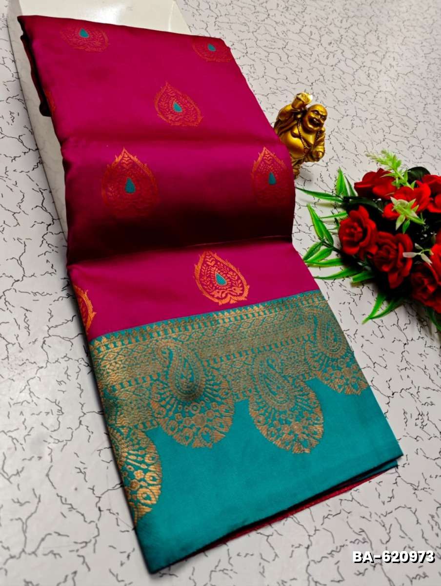 Premium Meena work Soft Silk Saree weddings, festivals, traditional Wear - RUBY COLOUR (1)