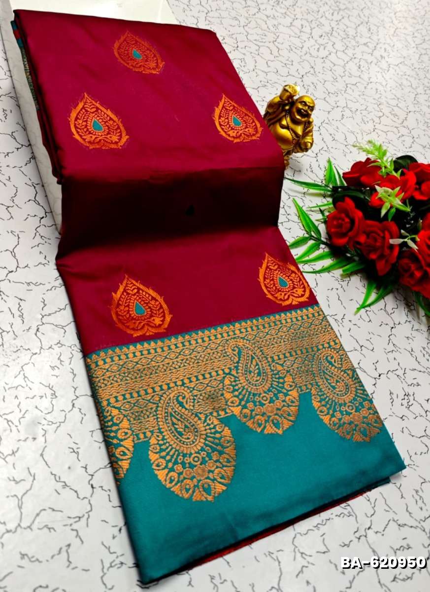 Premium Meena work Soft Silk Saree weddings, festivals, traditional Wear - MEJANTA (1)