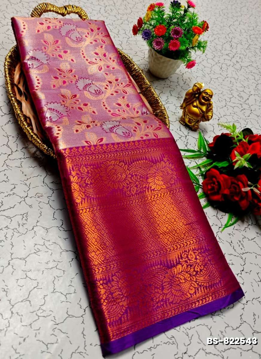 Premium Bridal Tissue Silk Saree with Intricate Zari Weave- LIGHT PINK (1)