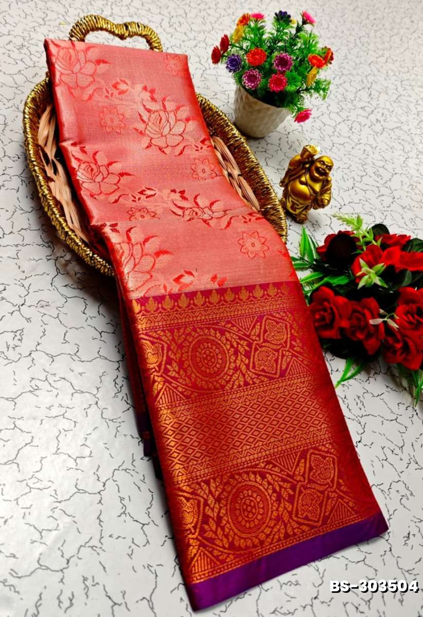 Premium Bridal Tissue Silk Saree with Intricate Zari Weave - RED (1)