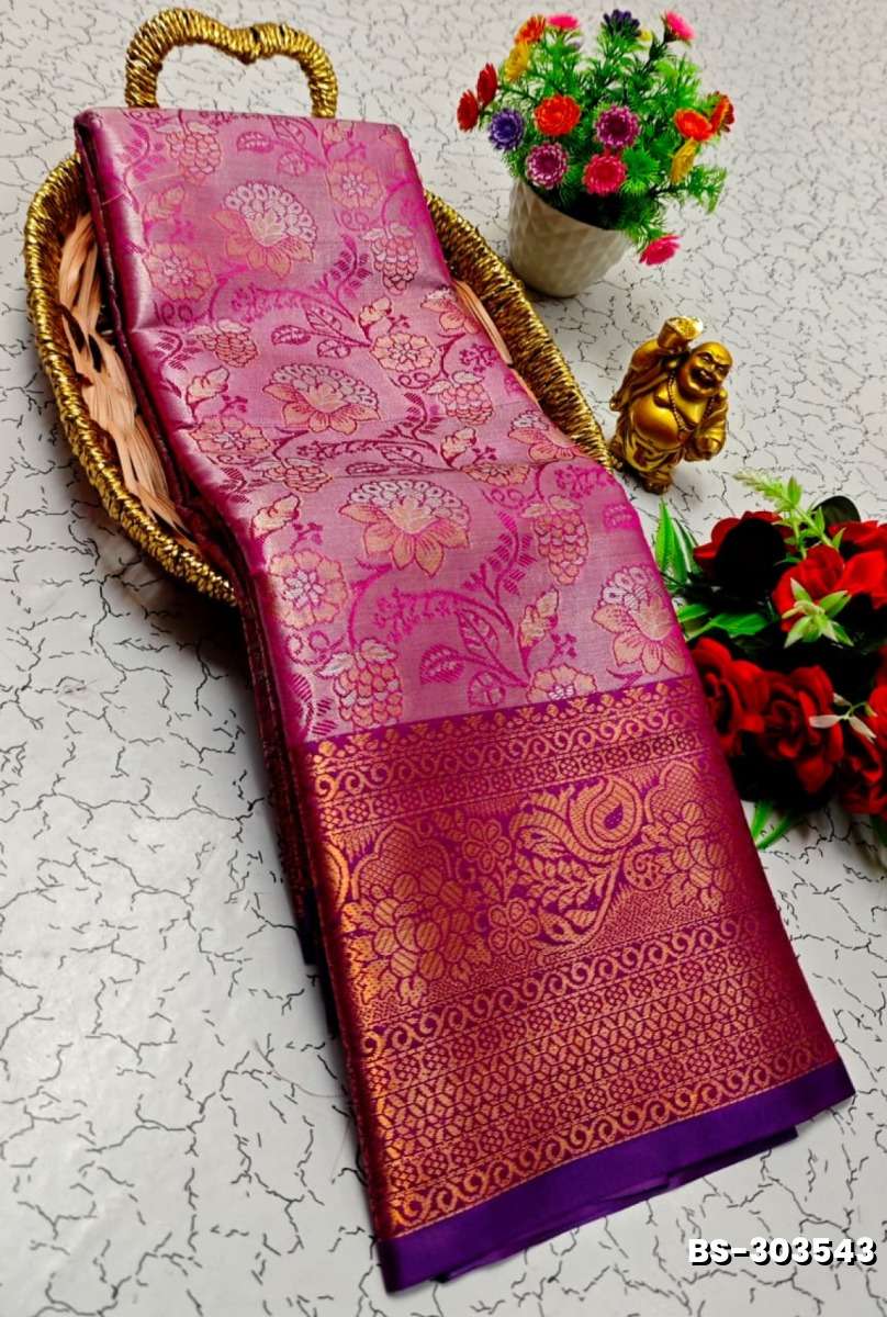 Premium Bridal Tissue Silk Saree with Intricate Zari Weave - LIGHT PINK (1)